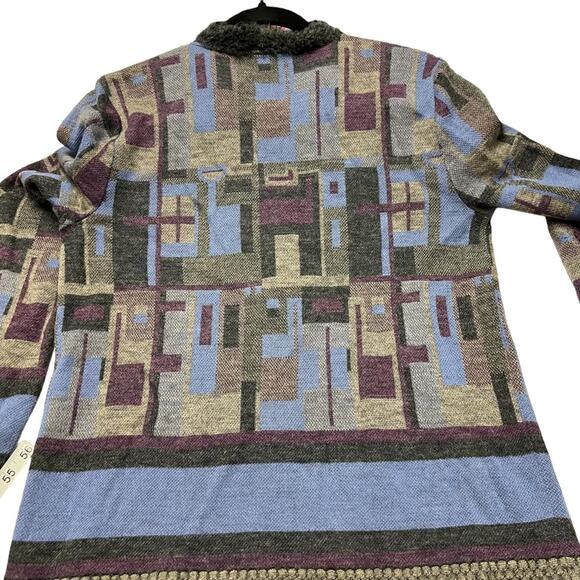 SOL Women Large Baby Alpaca Cardigan Sweater Merino Wool Fur collar Grandpa Warm - Picture 13 of 16